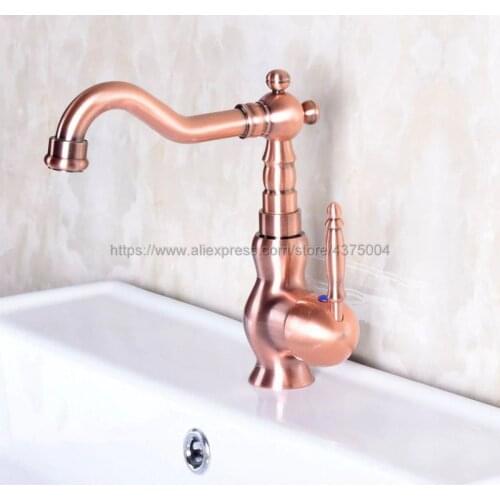 Bathroom sink faucet cold and hot bathroom faucet Antique Red Copper water mixer tap brass basin faucet mixer Nnf135