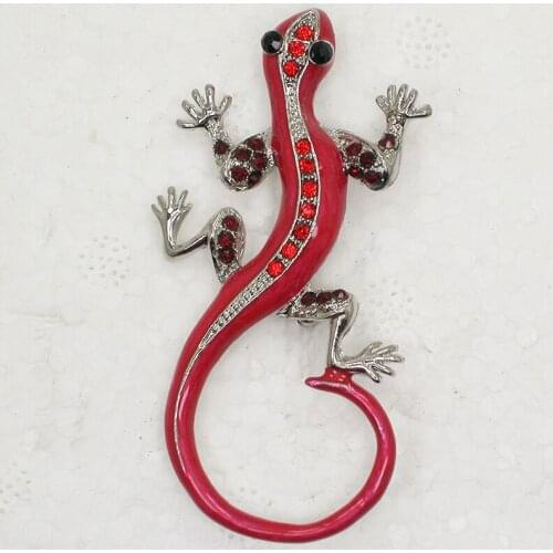 Red Enamel Gecko Pin brooches C090 C