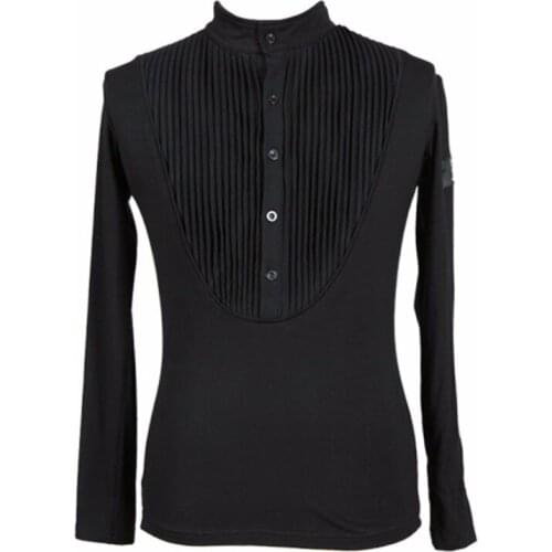 Hot Selling Male Latin Dance Wear Black White Cotton Original Tops Men Males Adult Modern Paso Ballroom Shirts Dancewear 10387