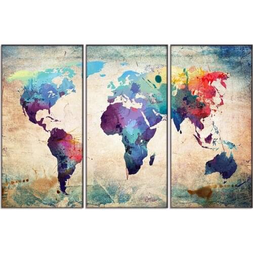 3 Piece World Map set Picture 5d full square round diy diamond painting Cross Stitch diamond embroidery needlework home decor