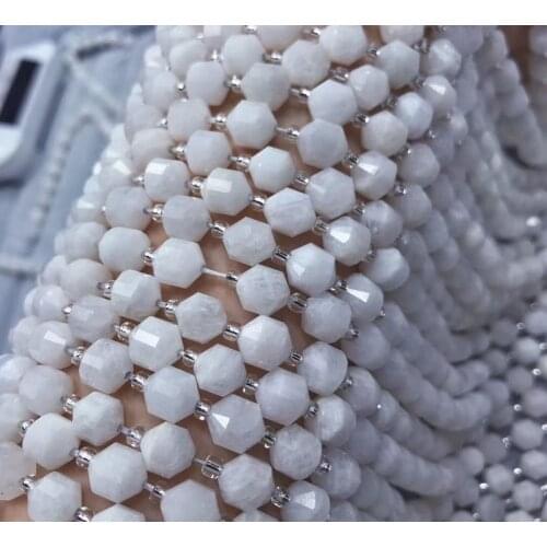 Natural moonstone 7*8mm energy column faceted lantern loose beads sharp spacer perle DIY bracelet necklace semi precious jewelry