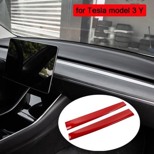 Car Center Console Trim For Tesla Model 3 Y ABS Carbon Fiber Accessories Dashboard Panel Wrap Overlay Car Decoration 2017-2021