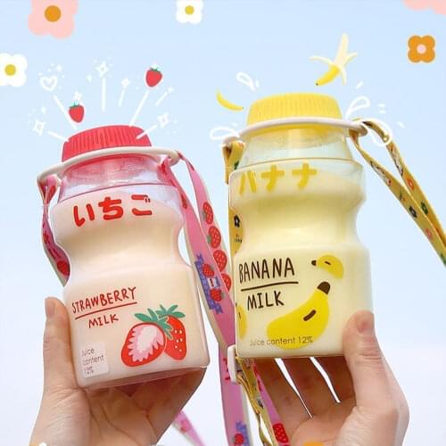 480ml Fruit Plastic Water Bottle Yakult Shape Cute Bottle Tour Drinking Cup Kawaii Milk Carton Shaker Bottle for Kids/Girl/Adult