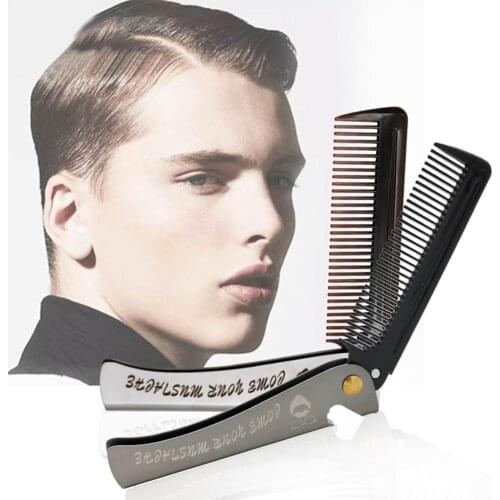 Portable Pocket Clip Hair Moustache Beard Comb Stainless Steel Comb