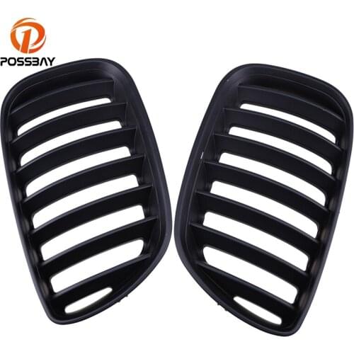 POSSBAY Matte Black Front Mesh Grille Hood Kidney Grills for BMW X5 E53 3.0d/3.0i/4.4i/4.8is 2003-2007 Facelift Car Styling