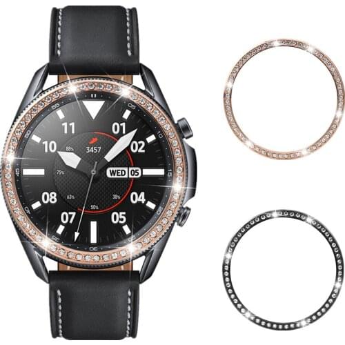Diamond Bling Luxury Ring for Samsung Galaxy Watch 3 41/45MM/42/46MM Stainless Steel Bezel Adhesive Case High Quality Protection