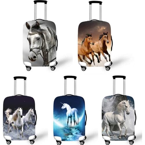 Chic Horse Leather Suitcase Cover For Women Leisure Travel Foldable Elastic Dust Cover Running Horse Leather Luggage Cover