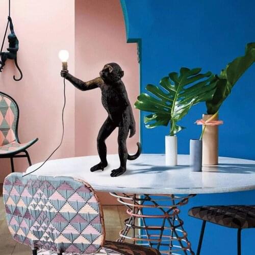 Modern LED Monkey Pendent Lights Resin Hemp Rope Light Living Room Hanging Lamps Home Indoor Lamp Dining Room light fixtures