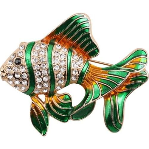Temperament versatile fashion drop glaze with diamond new goldfish Brooch sweater cardigan coat Brooch Pin coat pin