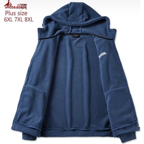 Plus size 6XL 7XL 8XL Soft shell fleece hoodies men streetwear Hip Hop harajuku sweatshirts male tourism Gym sports men clothing
