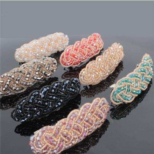 Sweet Color Crystal Twist Hair Side Clip Handmade Beads Hair Barrettes For Women Girl Fashion Simple Rhinestone Hair Accessories