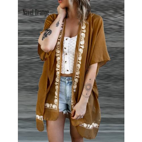 2021 Women Long Sleeve Printing Casual Long Cardigan Cloak Summer Sun Protection Casual Shirts Elegant Streetwear Dropshipping
