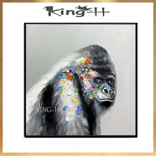 Canvas Painting black white gray wall art animal oil painting funny monkey pictures Gorilla orang canvas art unique gift present