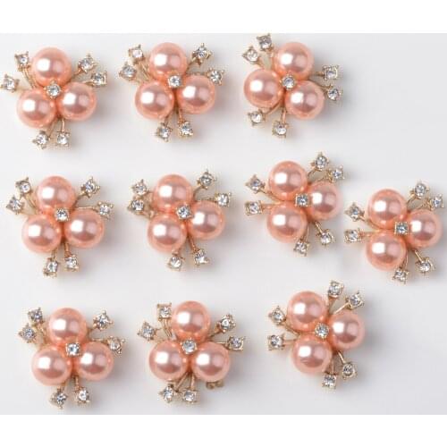 10 Pieces Women Elegant Fashion Rhinestone Necklace Ornaments Pearl Charms Earrings DIY Sewing Buttons Rose gold