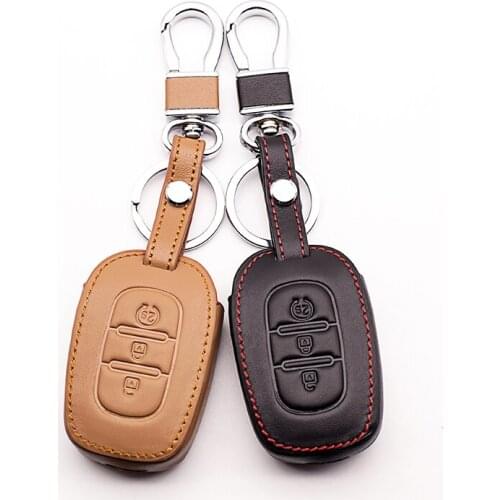 100% leather car key case car-covers For Renault Duster Sandero Captur Logan Clio Laguna Scenic 2016 2017 car keys accessories