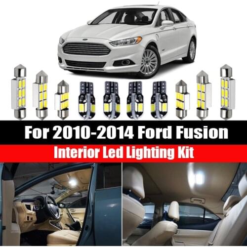12Pcs Car accessories Light Bulbs Interior Package Kit For 2010-2014 Ford Fusion Map License Plate light Car Styling