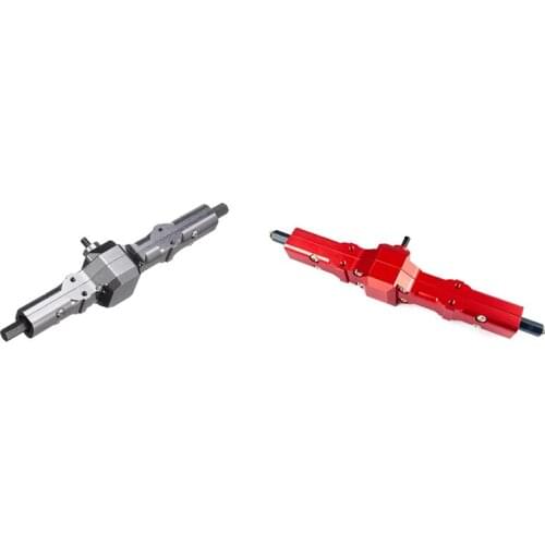 2Set For WPL D12 1/12 RC Car Upgrade Parts Metal Rear Bridge Axle Gear Box Replacement Accessories,Titanium & Red