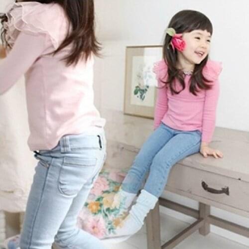 2017 Spring Childrens Clothes Girls Jeans Solid Slim Denim Blue Baby Girl Causal Jeans for Girls Big Kids Long Trousers 3-8Y