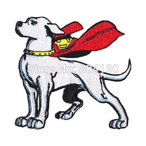 3.5" Krypto Superdog Embroidered Patch Uniform Movie TV Iron On Patch Custome TRANSFER MOTIF APPLIQUE