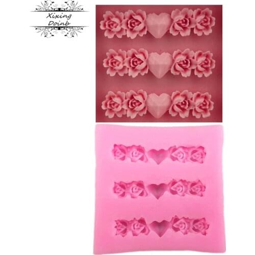 3D heart shape sweet love rose silica gel mold Fudge Cake Chocolate Mold polymer clay mold DIY baking tool