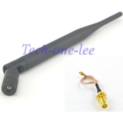 10 piece/lot 2.4 GHz 5dBi WiFi Antenna Aerial RP-SMA Male Wireless Router+RP SMA Female to U.FL/IPX Extension Cable RG178 15cm