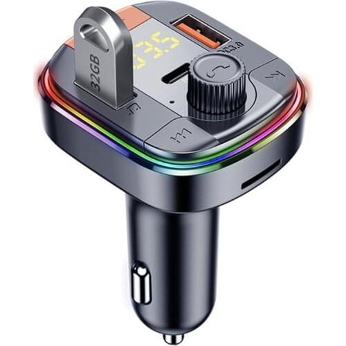 T832 Car Bluetooth FM Transmitter with Colorful Light MP3 Player Powerful QC3.0 Fast Charger for DC12V -24V Vehicles Transmitter