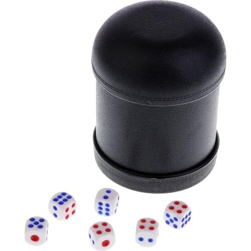KTV Bar Gambling Casino Poker Game Dices w/ Cup Digital Dices for D&D RPG Black
