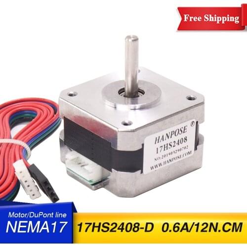 Free shipping Nema17 Stepper Motor 0.6A 12n.cm for 3D printer CNC Nema 17 motor 42BYGH 28 mm 17HS2408 motor