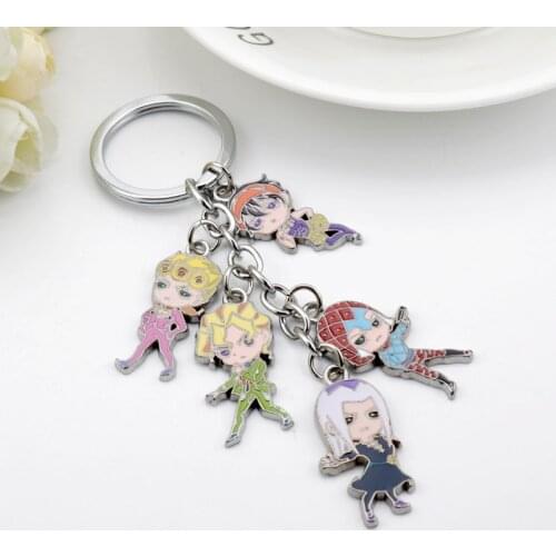 Japan Anime JoJos Bizarre Adventure Theme Metal Enamel Pendant Keychains Fashion Cute Cartoon Keyrings jewelry Gift