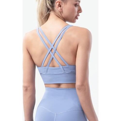 ASHEYWR New Women Sexy Bras High Elastic Shockproof Push Up Bra Fitness Gather Solid Slim Cross Workout Bras Top Female Top