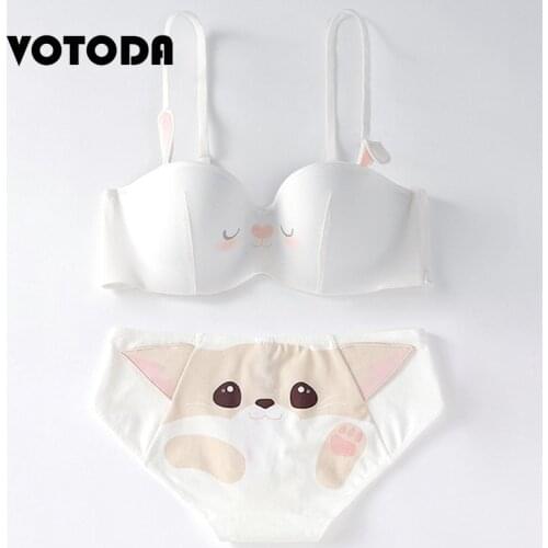 Girls Cute Cat Bra Cartoon Animie Underwear Kwaii Cosplay Long Ear Emroidery Bralette Women Push Up Lingerie Intimates Brassiere
