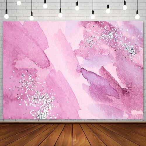 Girl Party Backdrops Pink Solid Color Watercolor Graffiti Silver Shiny Woman Photography Background Studio Photozone Decor Props