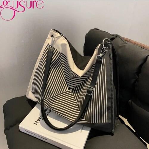 Gusure Geometry Designer Fashion Womens Shoulder Bags High Quality Canvas Crossbody Bag Ladies Casual Student School Bookbag