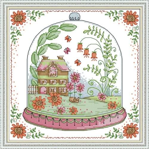 Cabin cross stitch kit aida 14ct 11ct count print canvas stitches embroidery DIY handmade