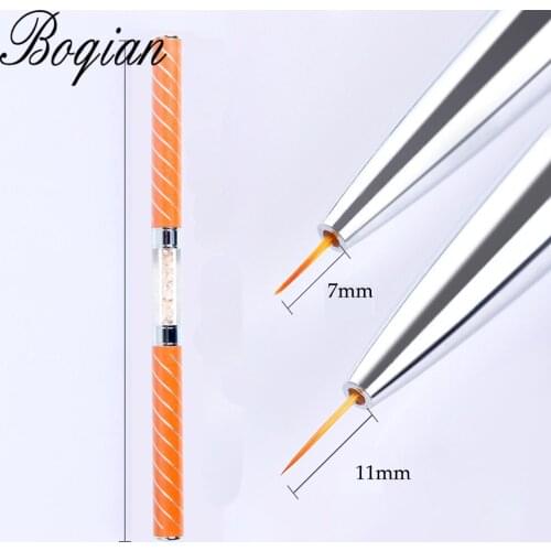 BQAN 1PCS New Double Head 7mm/11mm Acrylic Flower Nail Art Brushes Liner Brush Drawing Line Crystal Handle Nail Art Manicure Too