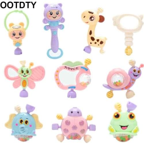 6-10pcs Baby Toys Hand Hold Jingle Shaking Bell Teether Ring Baby Rattles Toys Newborn Baby 0- 12 Months Teether Toys