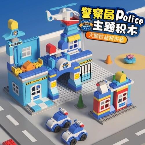 175 Pcs Big Size Bricks City Police Station Series Large Particle Building Blocks Duplos Blocks Educational Toys for Children