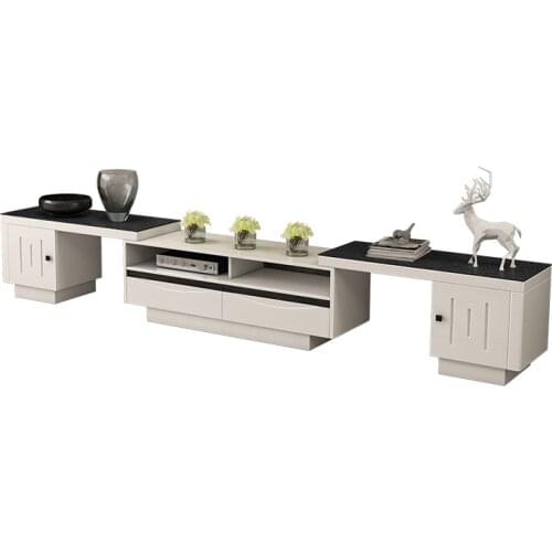 Flint toughened glass retractable coffee table TV cabinet combination simple multi-functional furniture combination modern