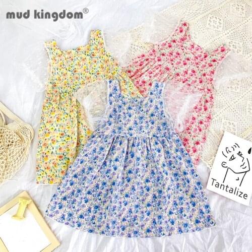 Mudkingdom Cute Dress for Girls Flower Print Puff Sleeves Transparent Mesh Summer Dresses Toddler Ball Gown Children Clothing