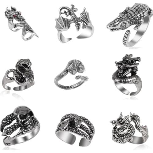 2020 Hot Domineering Retro Neo-gothic Mens Punk Metal Ring Opening Adjustable Party Fashion Jewelry