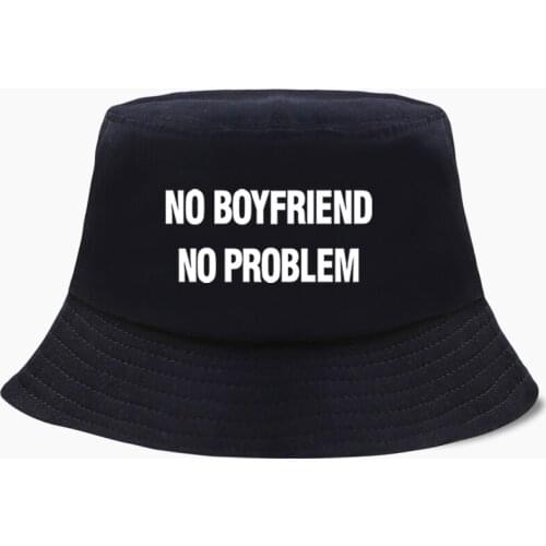 NO BOYFRIEND NO PROBLEM Letters Print Bob Bucket Hats Summer Mens Panama Women Fisherman Hat Cotton Black Caps Hip Hop Beach Cap
