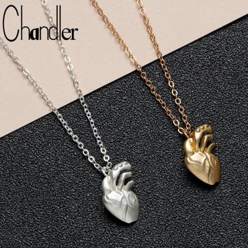 Chandler Gold Color Plated Anatomical Heart Necklace One Side Vivid Human Organ Chain Pendant Collares Nurse Medical Nurse Gift