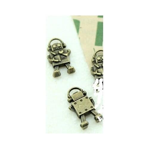 10pcs/lot Tibetan Silver Ancient Cyan Alloy Robot pendant Handmade Decorative Metal DIY Jewelry Alloy accessories fg4s