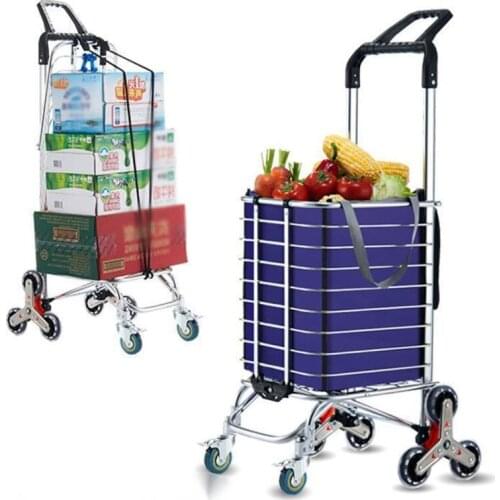 Portable household solid shopping cart high quality metal durable small trolley multi-functional outdoor luggage trailer
