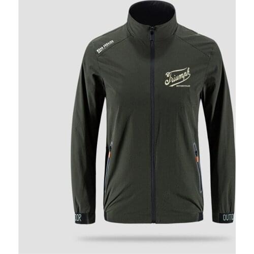 Retro Logo Triumph Crew Slim Sport Jacket Mens Outdoor Zippered Comfortable Soft Jacket Mens Casual Front Printing Asian Size