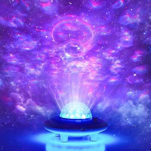 UFO Shape Projection Lamp Music Rotate Starry Star Night Light Projector Bedroom Remote USB Table Lamp Kids Baby Sleeping Lamp