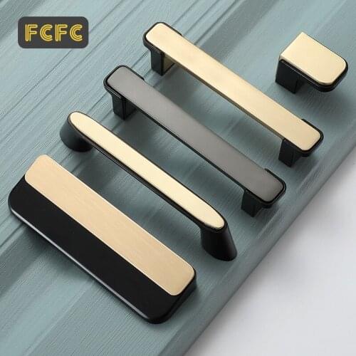 FCFC Modern Cabinet Handles and Knobs for Furniture Detachable Zinc Alloy Gray Gold Furniture Door Handles Drawer Pulls Hardware