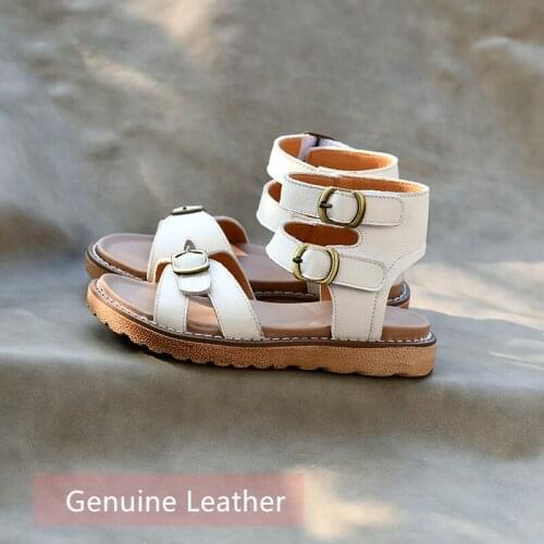 Summer Girls Gladiator Sandals Genuine Leather Quick dry Massage insoles Childrens beach shoes Cowhide kids Casual sandals