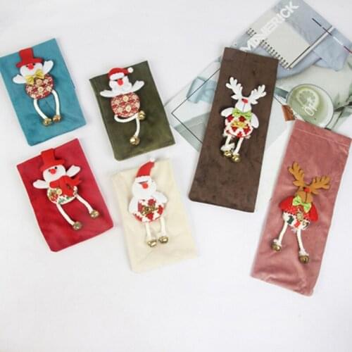 Christmas Red Wine Bottle Set God Christmas Old Brushed Cloth Wine Lid Wine Bottle Bag Christmas Table Decoration Hot Sale