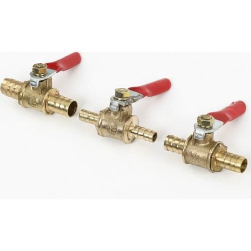 Brass 6mm-12mm-14mm Hose Barb Inline Brass Water Oil Air Gas Fuel Line Shutoff Ball Valve Pipe Fittings